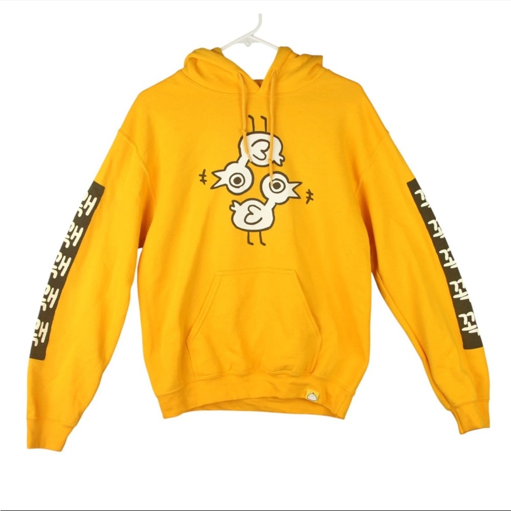 Ohmonah Pullover Hoodie Mens Size Small Yellow Quack Cotton Street Long Sleeve